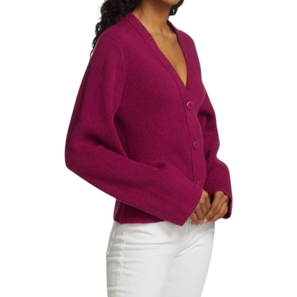 Helmut Lang Cozy V-Neck Purple Magenta Knit Cardigan Women’s Size X-Small